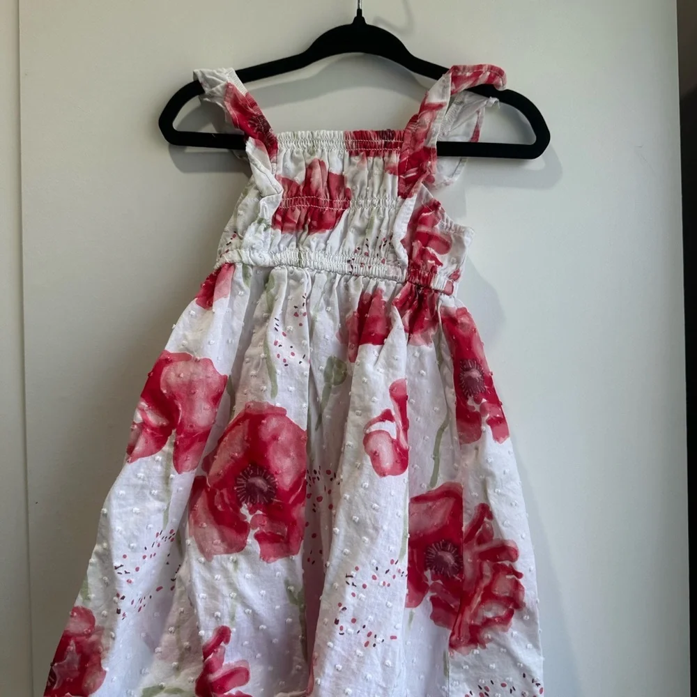 Penelope Mack White Dress with Pink-Red Floral Print